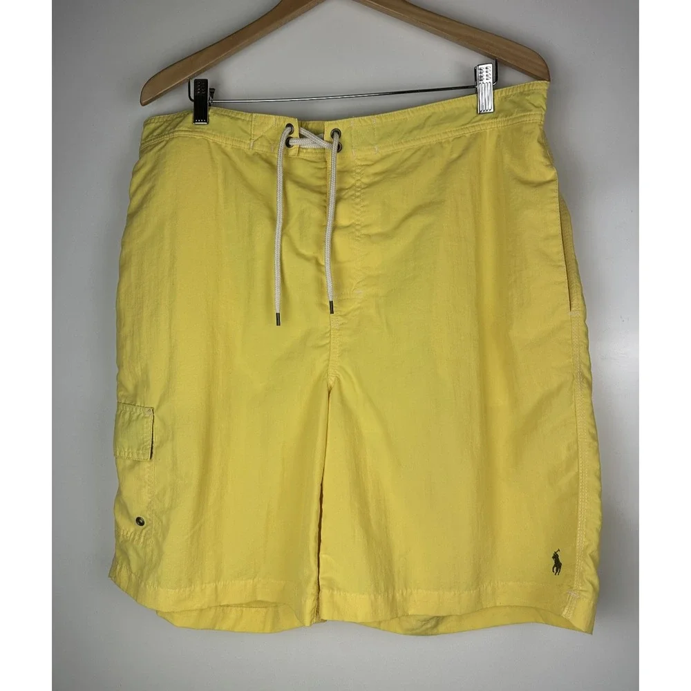 Polo Ralph Lauren Men's 8.5 Inch Kailua Classic Fit Swim Trunks Yellow Shorts XL - Picture 2 of 10